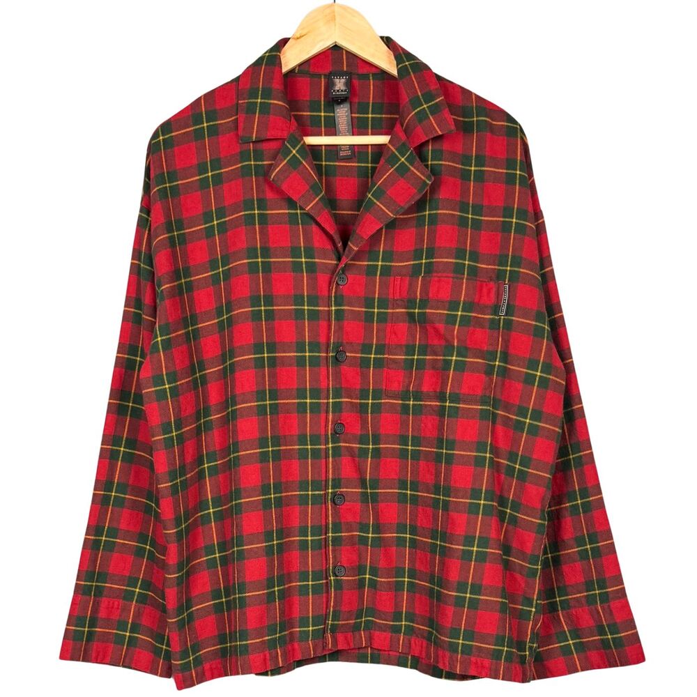 Savage X Fenty Pajama Top Mens Sleep Flannel Feels Plaid Relaxed Fit Medium‎